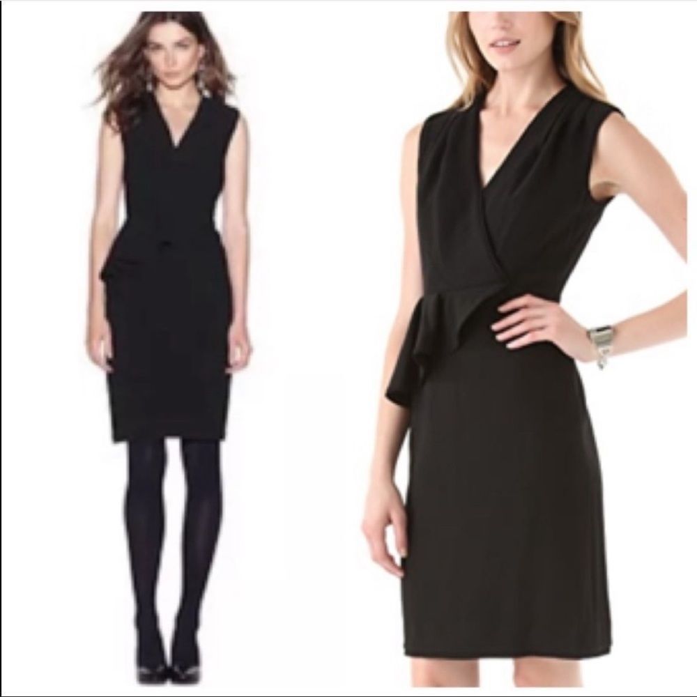 Tory Burch Black Peplum Brooklyn Sheath Dress Sz 2